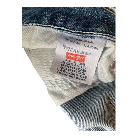 Wrangler Regular Fit 44 X 32 Blue Denim Jeans 96501DS 100% Cotton - Picture 6 of 11
